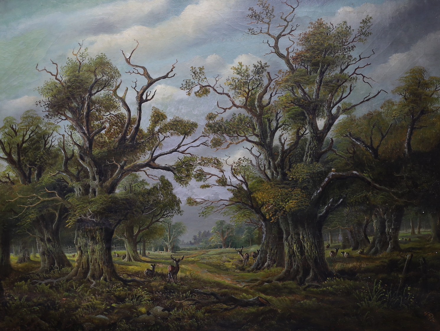 J.B. Brookes c.1900, oil on canvas, 'In Chatham Park', monogrammed, 70 x 90cm